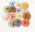 10 Sew On Handmade Labels Tag Butterfly Faux Leather Knitting Tags Crochet Label