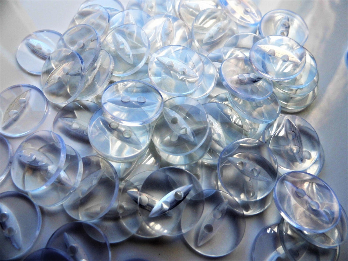 Fish Eye Buttons - 27 Colours 11.5mm 14mm 16mm 19mm - Eyed Buttons Baby Buttons - Clear Transparent