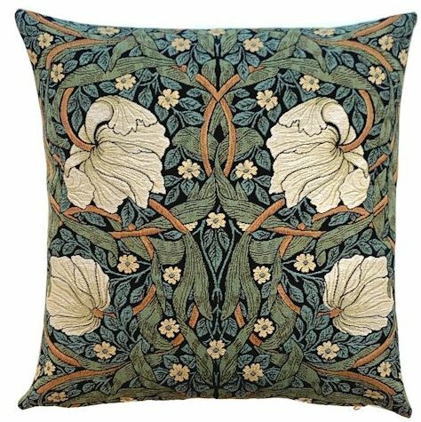 WILLIAM MORRIS BELGIAN TAPESTRY CUSHION COVERS ORANGE TREE PIMPERNEL STRAWBERRY - Pimpernel Sage - 45x45cm