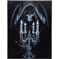 Skeleton Candelabra Canvas in Wooden Frame By Anne Stokes 25.4cm x 19.3cm