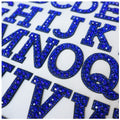 45mm / 4.5cm Blue Rhinestone Letter Patch Patches Iron / Sew on Alphabet Crystal