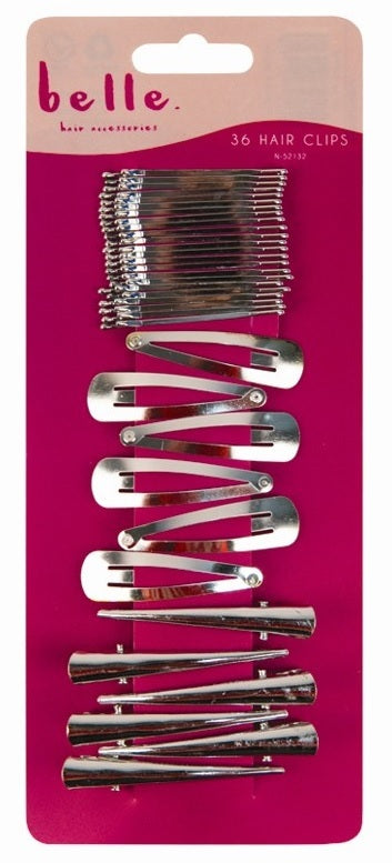36 Pack of Hair Clips Slides Grips Gold Silver Brown Black Hair Accessories - Silver