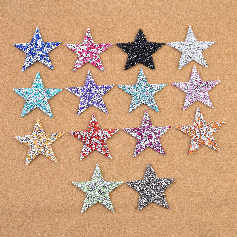 Rhinestone Sparkle Star Patch Iron on Alphabet Glitter Patches Space Hotfix 6cm