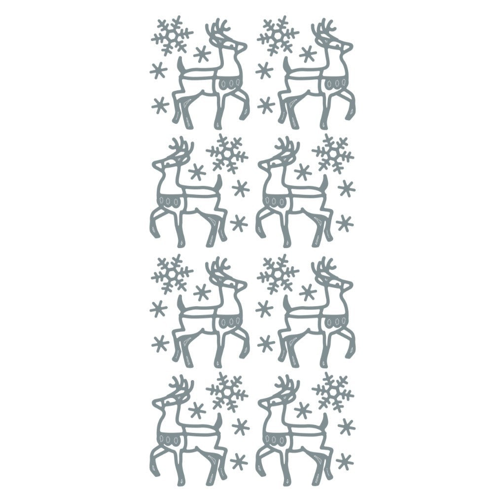 Christmas Peel Off Sticker Snowflake Star Santa Reindeer Snowman Craft Stickers - Reindeers Silver (1.4321)