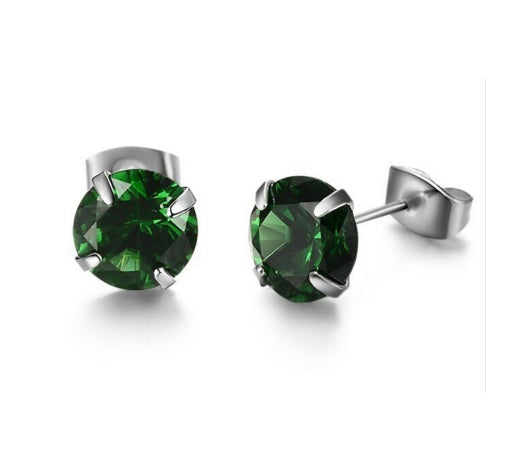 CZ Cubic Zirconia Crystal Cute 8mm Stud Earrings Prom Party 7 Colours & Gift Bag