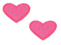 2 Hot Pink Heart Patches Iron On Sew On Hearts Patch Embroidered Applique Badges