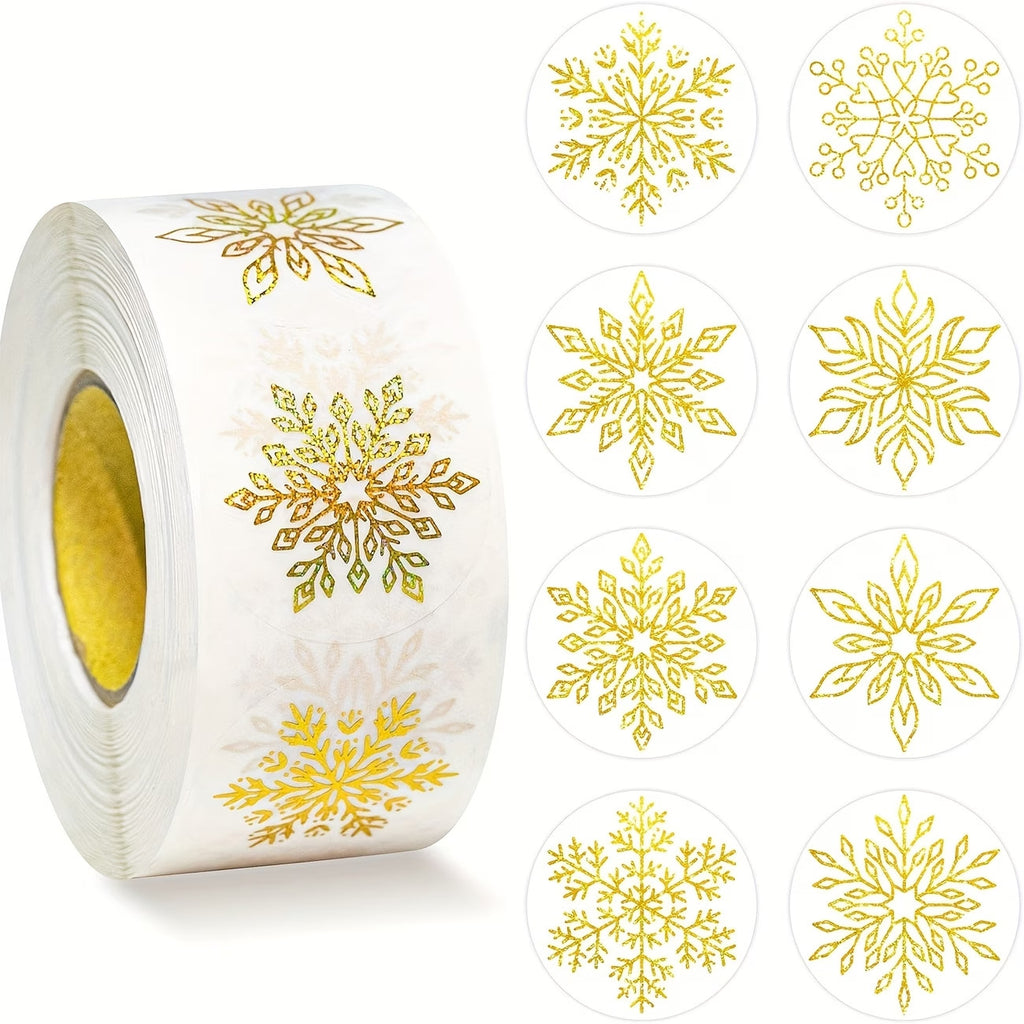 Christmas Stickers Gold Snowflake Transparent Peel & Stick Labels Gift Sticker