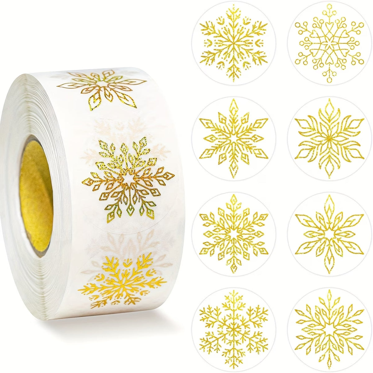Christmas Stickers Gold Snowflake Transparent Peel & Stick Labels Gift Sticker