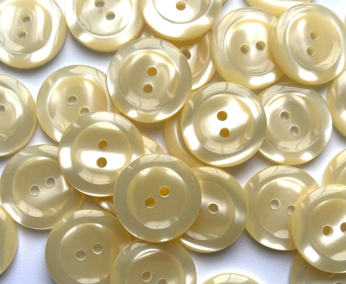 Pearlised Easy Match Dish Buttons Pearl Effect - Sizes: 11.5mm/15mm/18mm/20mm - Natural