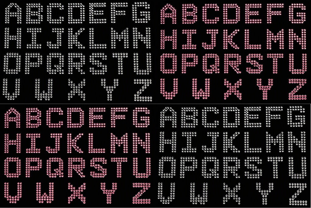 Silver Pink Rhinestone Patches Letter Alphabet Patch Iron on Glue on Sew on 3cm