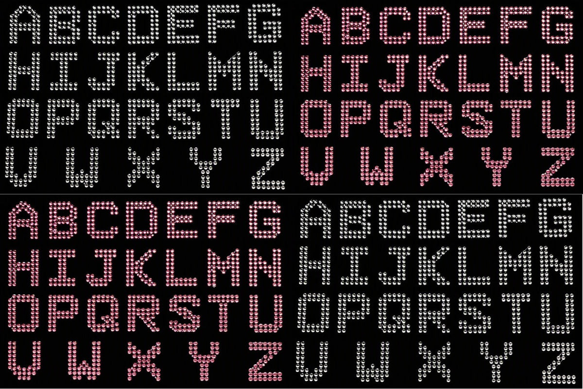 Silver Pink Rhinestone Patches Letter Alphabet Patch Iron on Glue on Sew on 3cm