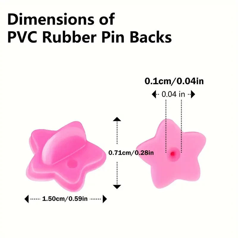 Star Coloured Rubber Pin Backs Keepers Replacement Uniform Badge Comfort Fit