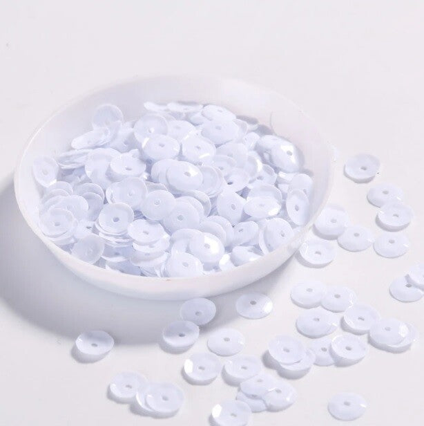 550 / 1200 Round 5mm Loose Sequin Sewing Trim Costume Sequins Craft - 36 COLOURS - White