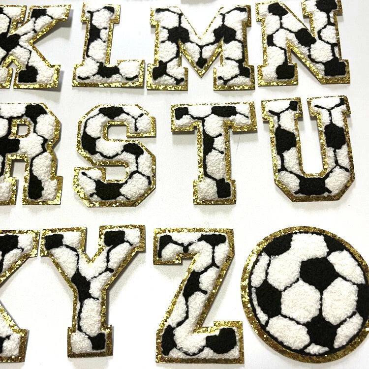 Football Soccer Chenille Patch Letter Patches Iron on Alphabet Embroidery 7.5cm