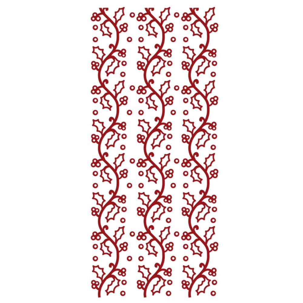 Holly Merry Christmas Mirror Shine Peel Off Sticker Card Making Craft Stickers - Red Mirror