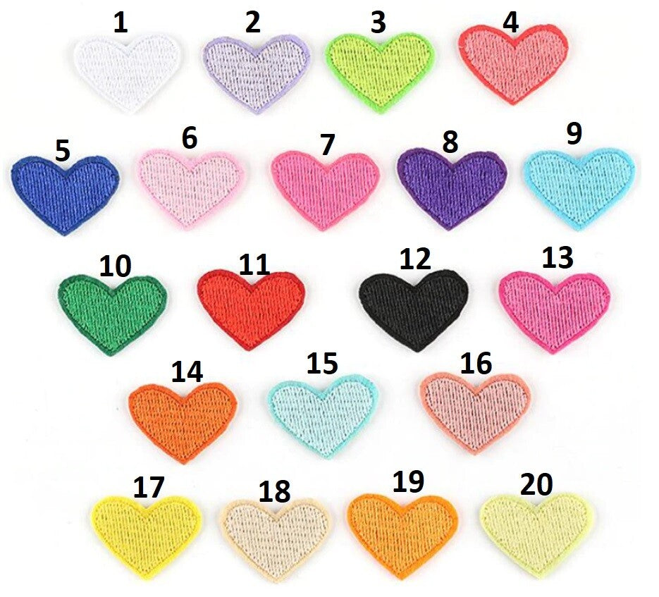 Heart Motif Embroidered Hearts Patch Applique Customise Clothing Patches 2x2.5cm - 4