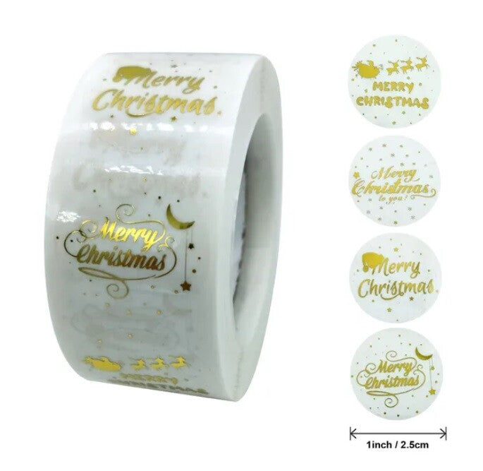 Merry Christmas Clear Happy Xmas Labels Stickers Gift Craft Sticker 25mm