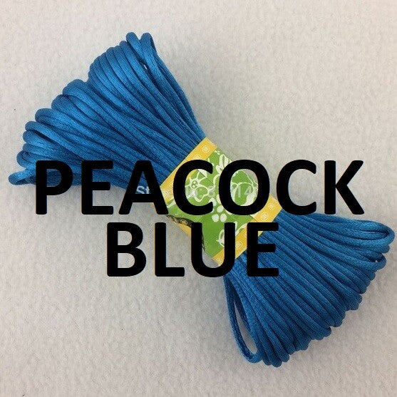 Cord Silky Satin Kumihimo Braiding Rattail Macrame 2mm Thick 5/10/20 Meter - Peacock Blue