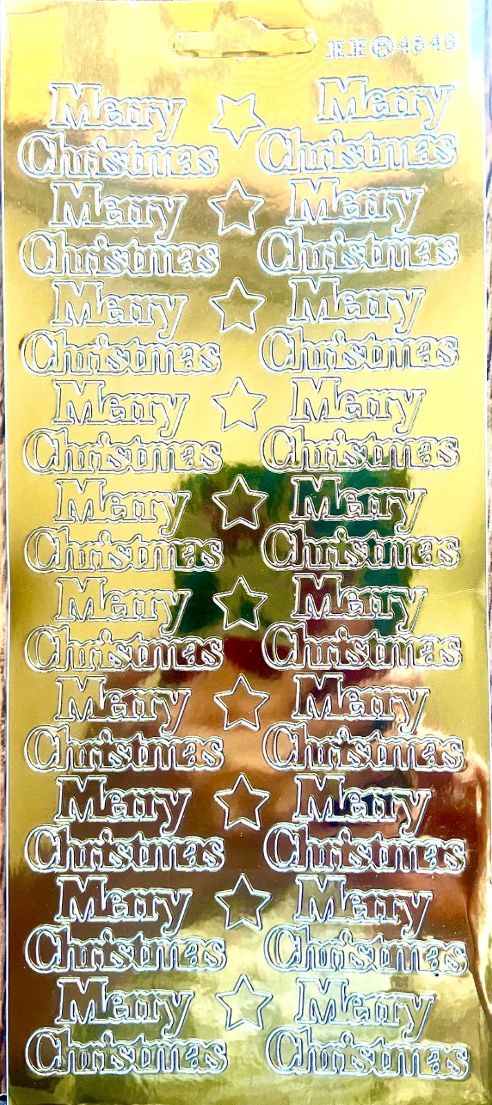 10 Sheets - Gold Mirror Shine Merry Christmas Peel Off Sticker Card Making Craft