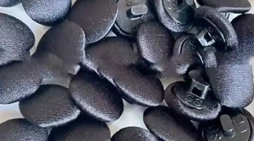 Coloured Buttons Fabric Cloth Covered Button Satin Round Sewing 11mm / 1.1cm - Black