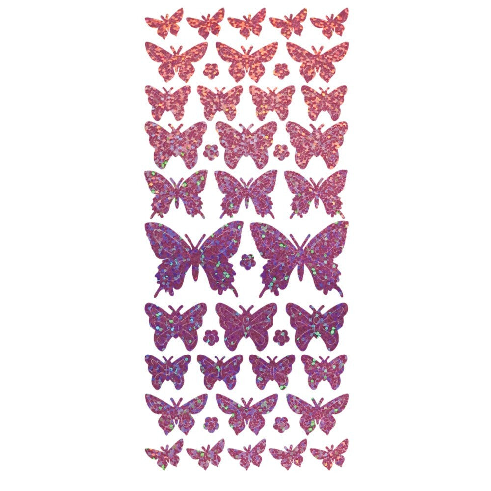 Butterfly Diamond Sparkle Peel Off Sticker Butterflies Craft Stickers - Pink