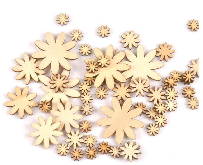 Wooden Flower Shape Craft Floral Daisy Wood Embellishments Scrapbook Flowers