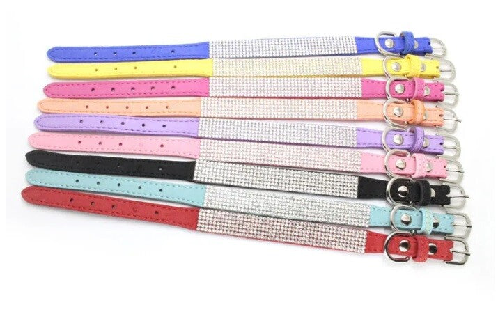 Suede Rhinestone Dog Collar Diamante Puppy Yorkie Teacup Chihuahua & Upwards