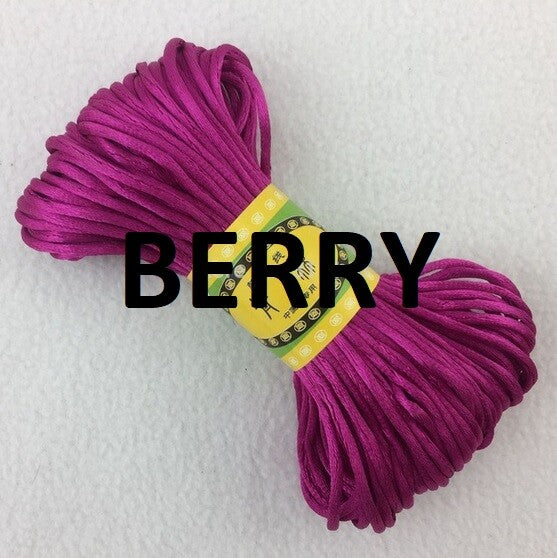 Cord Silky Satin Kumihimo Braiding Rattail Macrame 2mm Thick 5/10/20 Meter - Berry