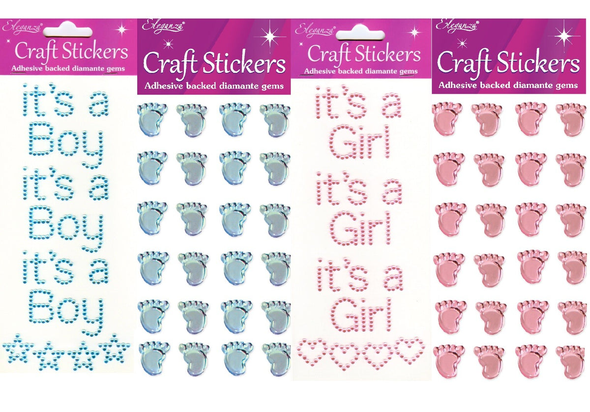 It's a Boy It's a Girl Baby Shower Gender Reveal 3D Stickers Craft Self Adhesive