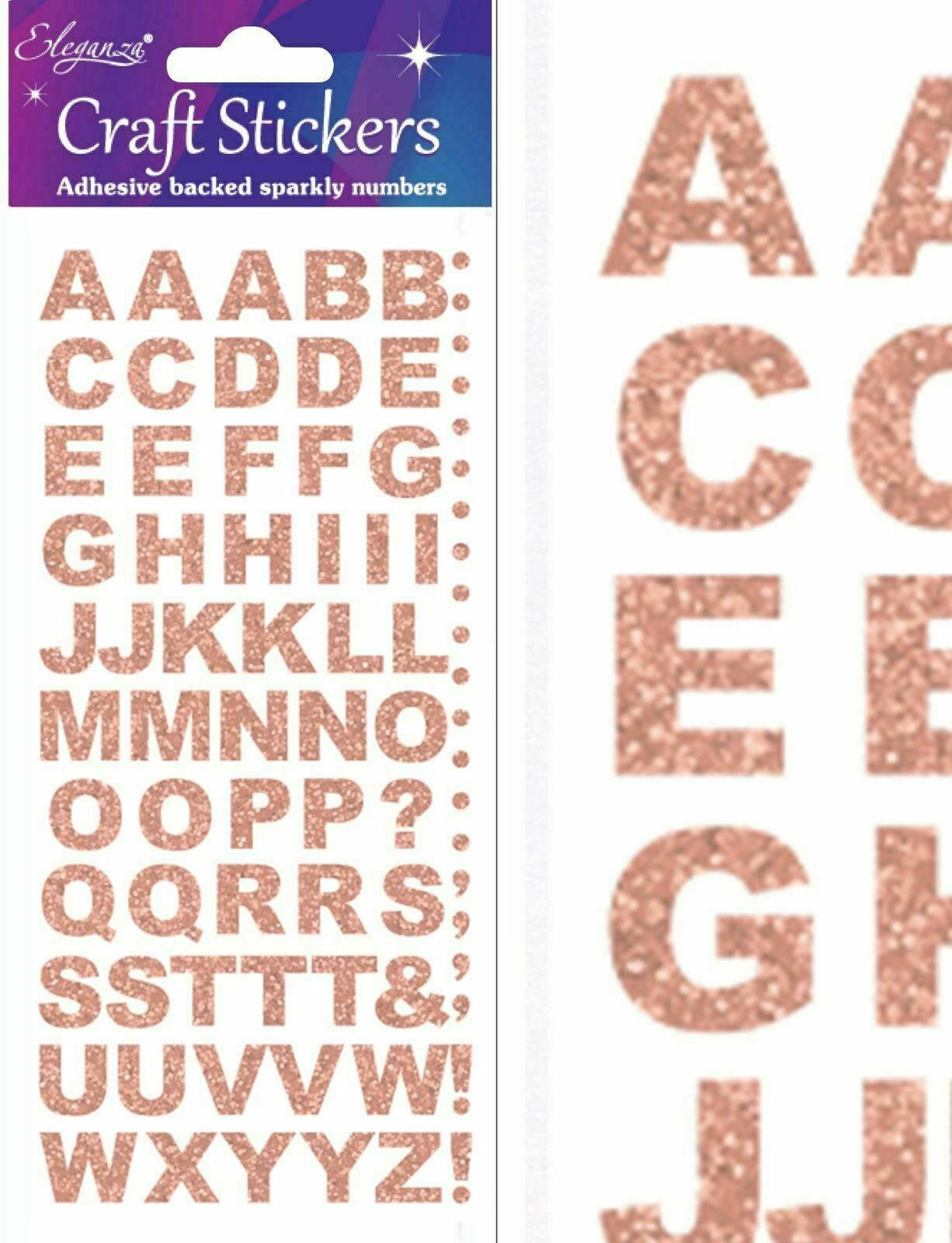 Self Adhesive Glitter Diamante Letters Number Alphabet Stickers Peel Off - Alphabet Rose Gold Bold
