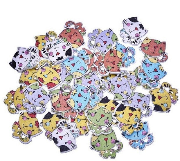 Cat Buttons Embellishments Scrapbook Craft Customise Clothing DIY Garment Gift - Cat Design 2 - 2.4x2.2cm