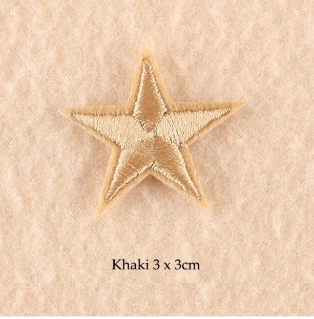 10 x Star Iron On Patch Sew On Star 3cmx3cm Applique Patches - 33 Colours - Khaki