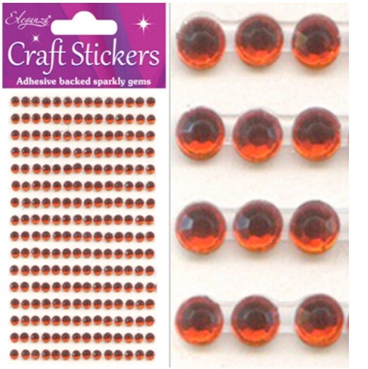 3D Stickers Craft Pearl Dots Sparkly Glitter Gem Craft Card Craft Self Adhesive - 4mm Red (240 gems)