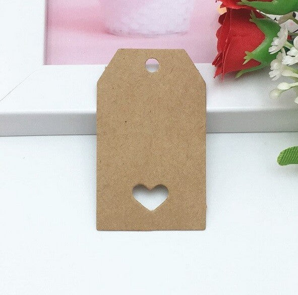 Craft Paper Tags Hollow Love Heart Craft Gift Food Wedding Price Gift Tag 5x3cm - Brown