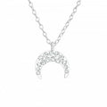 925 Sterling Silver CZ Crystal Crescent Moon Pendant Necklace & Gift Bag #2