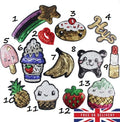 Iron on or Sew On Patch Sequin Trimmings Applique Kawaii Fruit Animal Sparkly