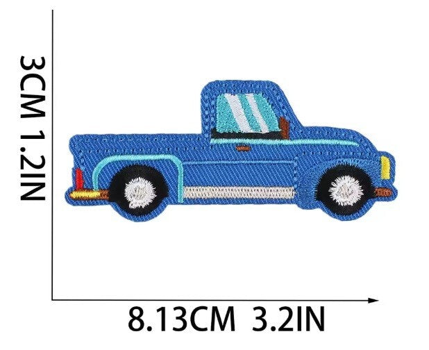 Vehicle Police Ambulance Bus Lorry Patches Iron on / Sew / Glue on Patch - Blue Truck
