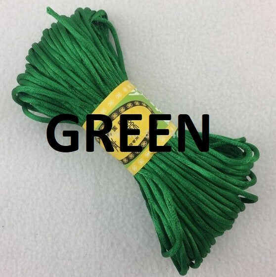 Cord Silky Satin Kumihimo Braiding Rattail Macrame 2mm Thick 5/10/20 Meter - Green