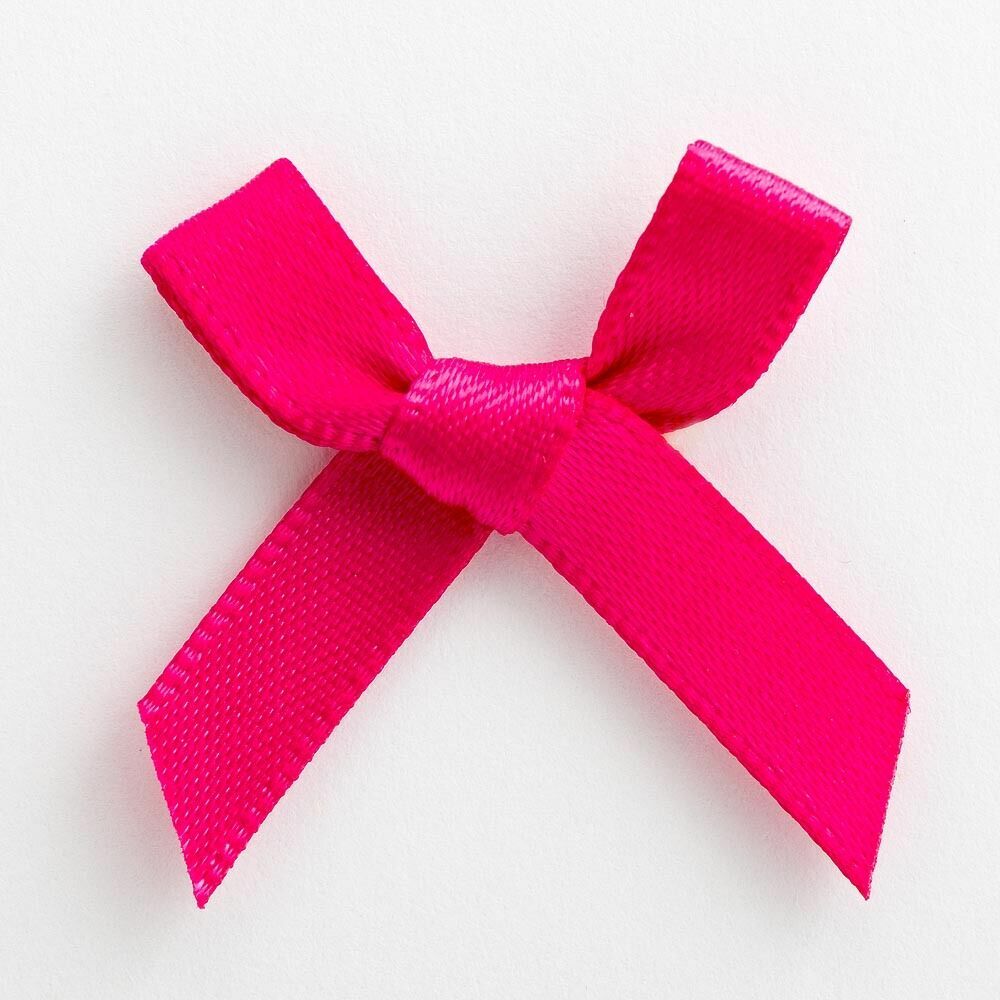 3cm Satin Bows 6mm Bow Pre Tied Ribbon Sewing Crafts Wedding Cards Scrapbook - Cerise