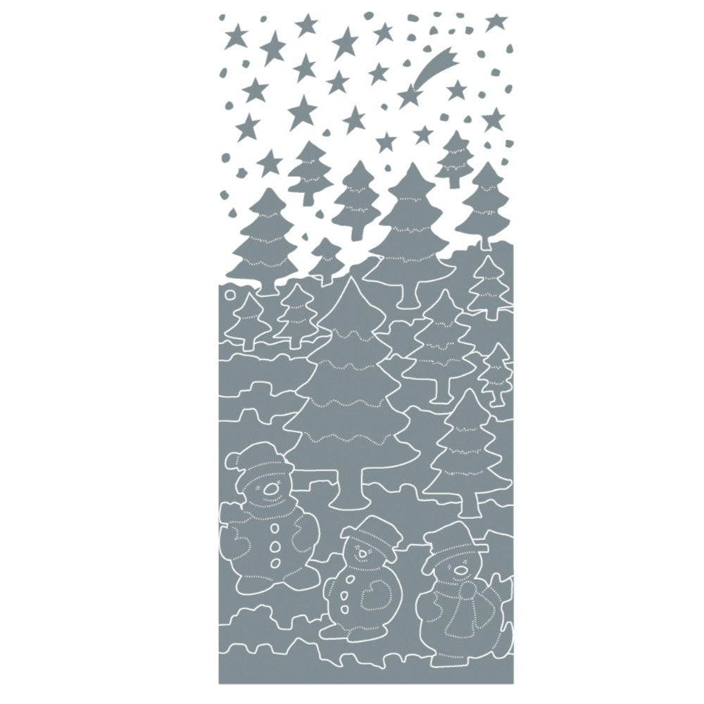 Christmas Peel Off Sticker Snowflake Star Santa Reindeer Snowman Craft Stickers - Trees & Snowmen Silver (170201)