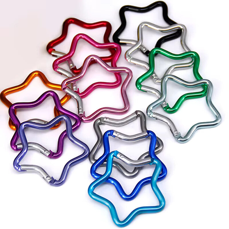 Star Shaped Carabiner Spring Clip Clasp Snap Hook Keyring Craft Toy - 10 Colours