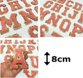 Large Peach & Gold Chenille Patch Letter Patches Iron Sew on Alphabet Embroidery