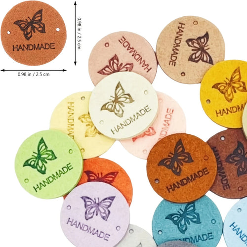 10 Sew On Handmade Labels Tag Butterfly Faux Leather Knitting Tags Crochet Label