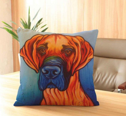 CUSHION COVER DECORATIVE DOG BREEDS ART CANVAS VINTAGE RETRO 43 x 43 CM - 3