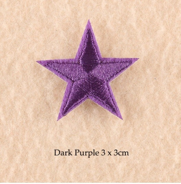 Star Embroidered Stars Iron on Patch Applique Customise Clothing Patches 27mm - Dark Purple