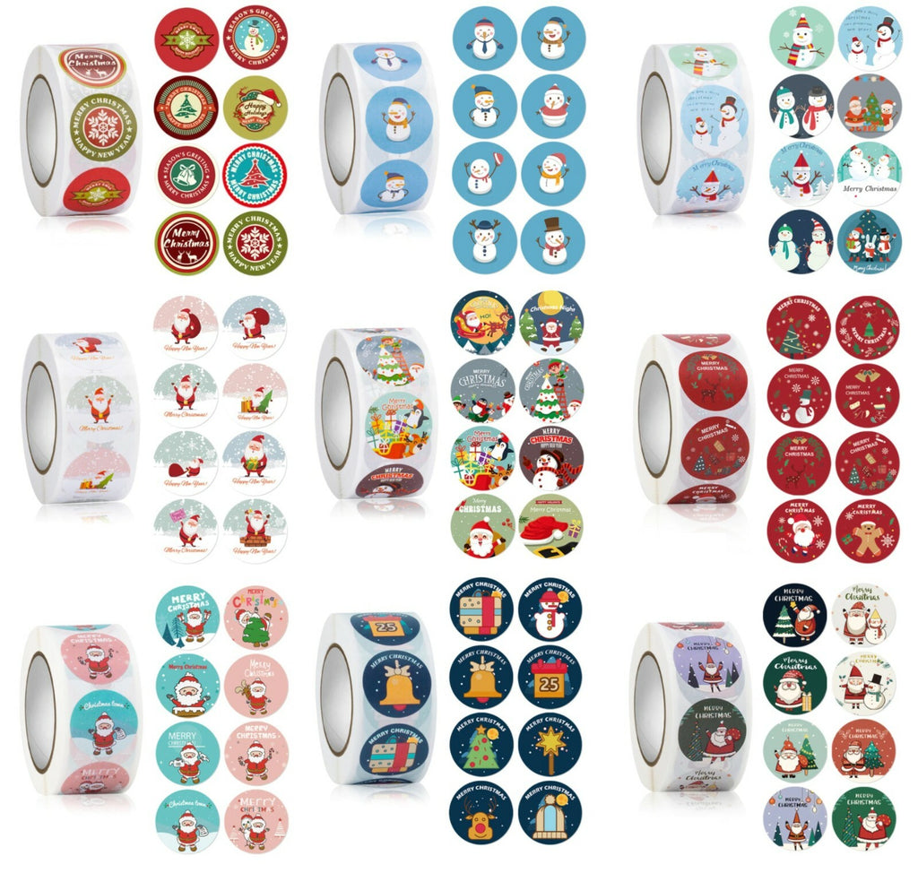 Christmas Stickers Labels Seals Gift Craft Xmas Card Making Festive Label 25mm
