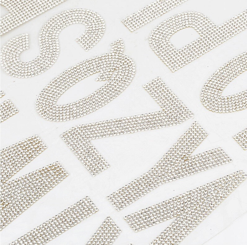 Large Crystal Rhinestone Letter Patch Patches Iron on Alphabet Customise 7.5cm