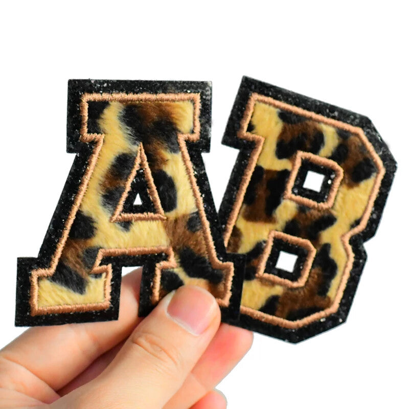 8cm Large 3D Leopard Animal Chenille Patch Letter Patches Iron Sew on Alphabet