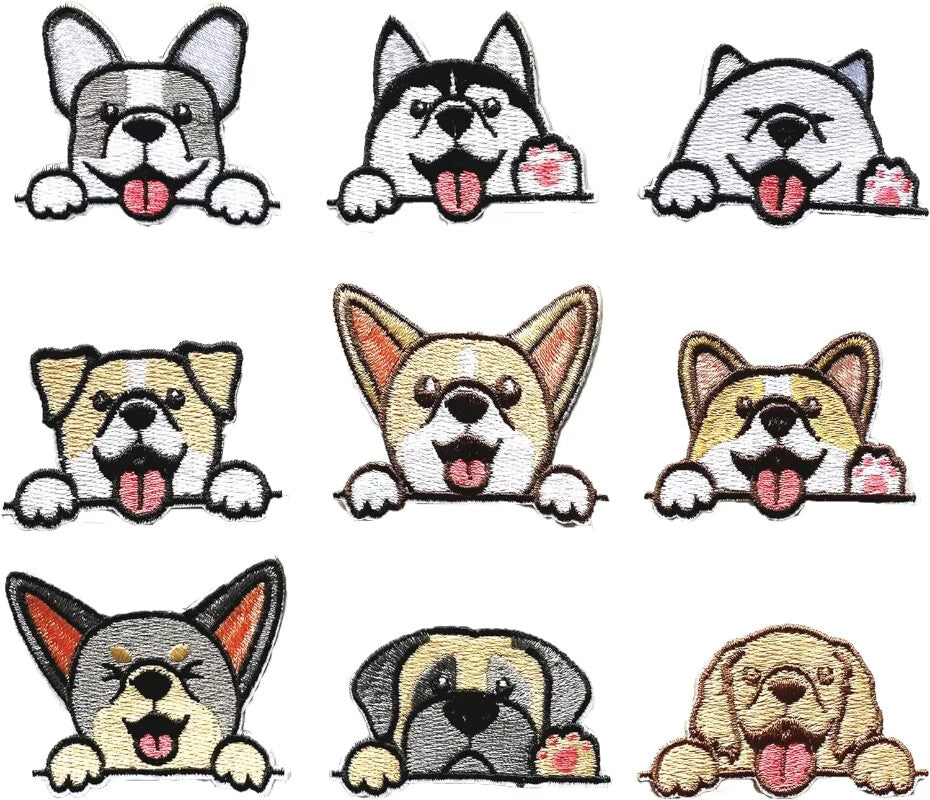 Dog Patch Embroidered Patches Puppy Pooch Iron on Applique Customise Clothing