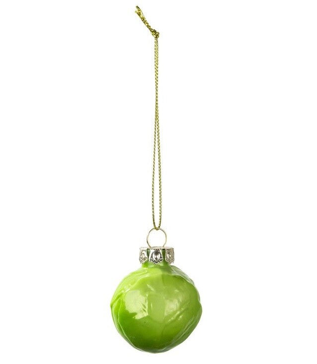 Glass Bauble Nutcracker Chilli Sprout Lucky Cat Christmas Tree Decoration - Brussel Sprout